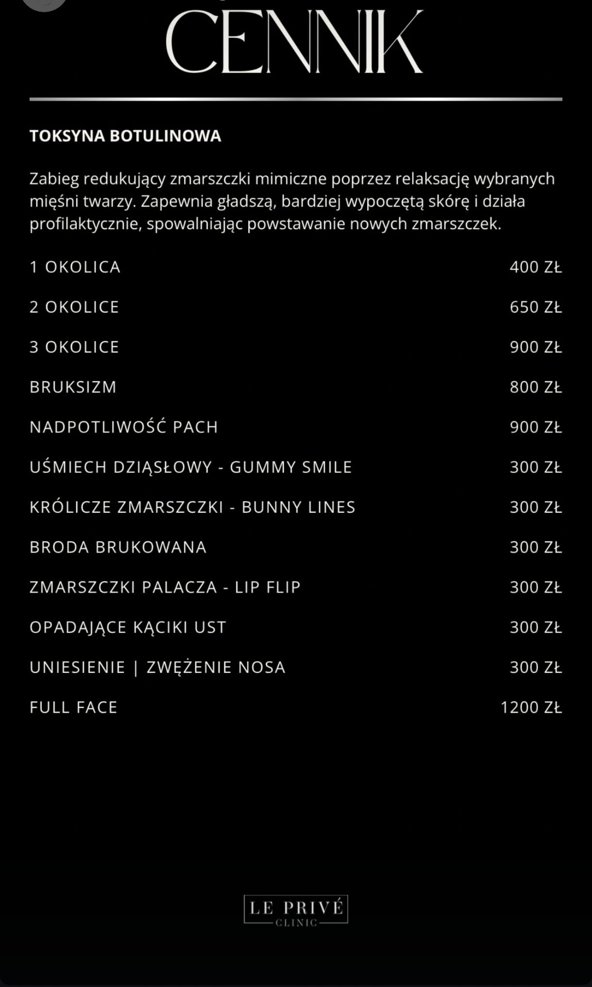 Cennik zabiegów 2