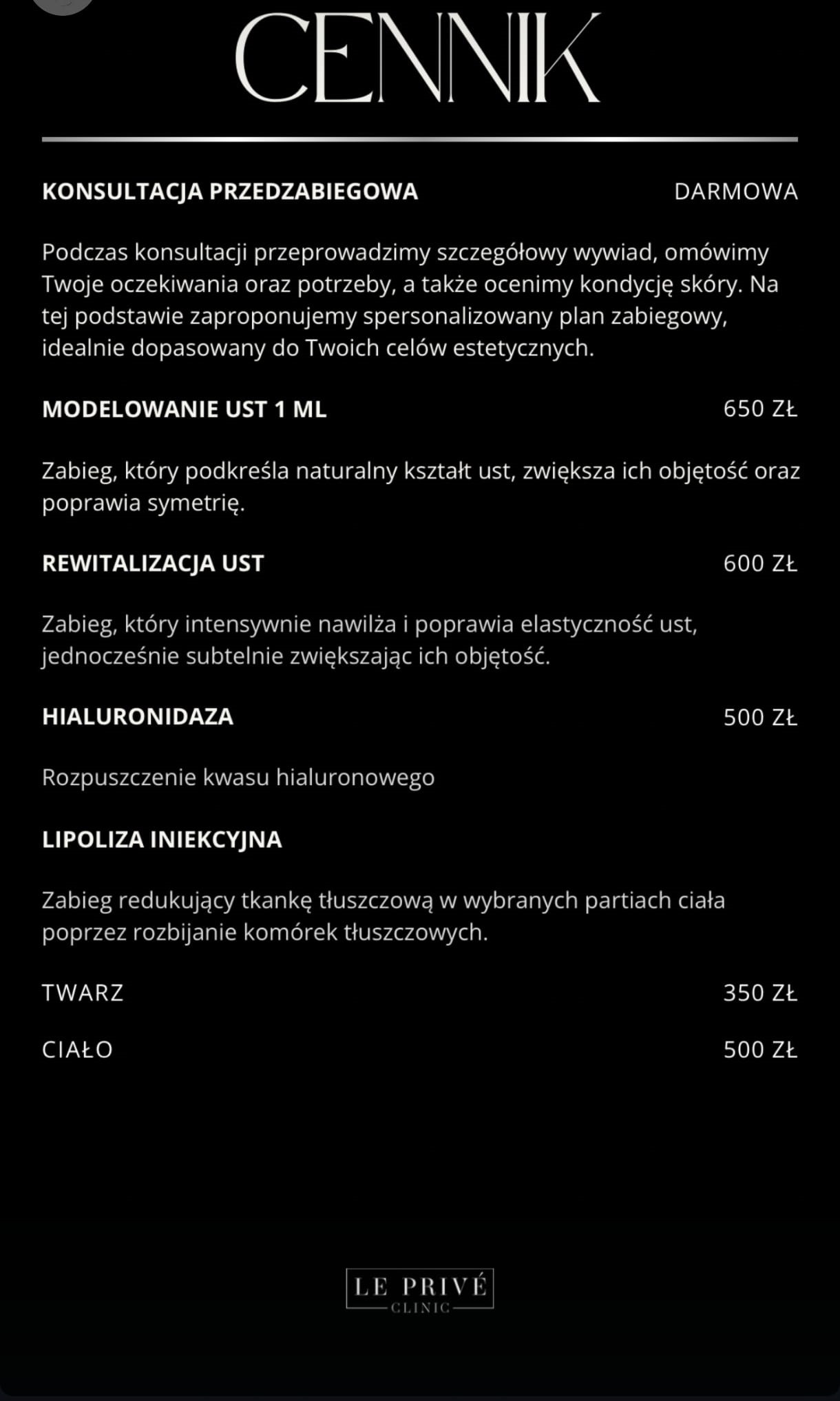 Cennik zabiegów 4